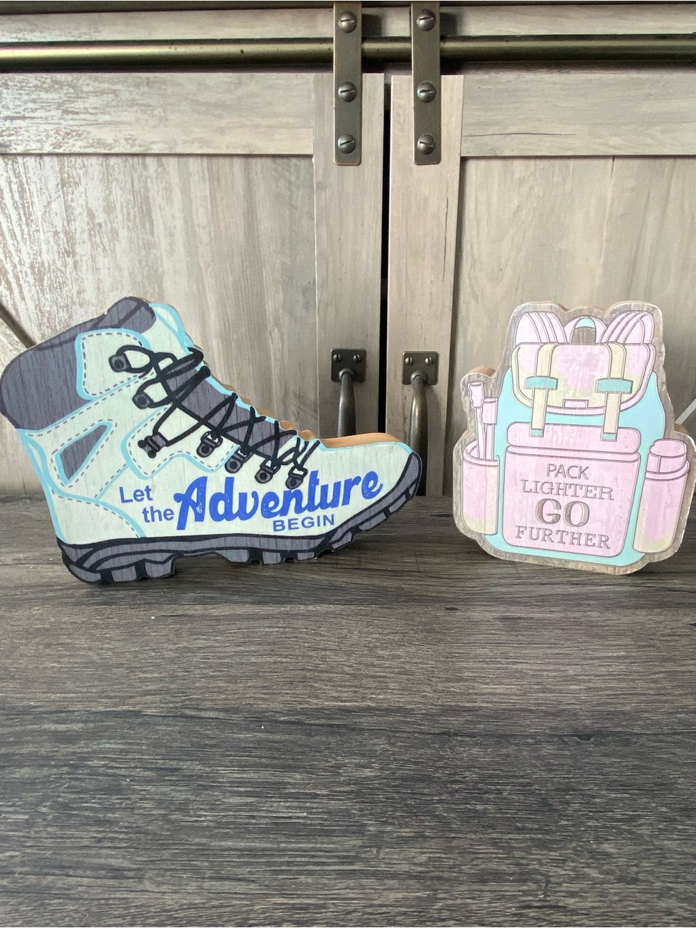Ashland Summer Make Adventure Table Top Decor Hiking Shoe and Backpack Set
